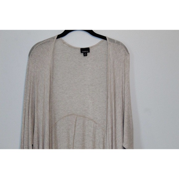 Torrid Sharkbite Duster Open Front Drape Cardigan Beige Plus Size 3 3X H14635 - Picture 4 of 12